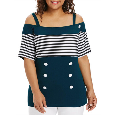 Roseonmyhand Fashion Women Plus Size Off Shouder Stripe Short Sleeve Button T-Shirt Tops
Roseonmyhand Fashion Women Plus Size Off Shouder Stripe Short Sleeve Button T-Shirt Tops
