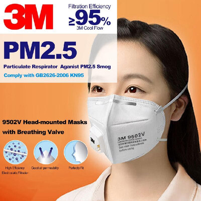 3M 9502v Particulate Respirator KN95 Head-mounted Masks with Breathing Valve Aganist PM25 Smog Dust 25 Pcs Individual Packing
3M 9502v Particulate Respirator KN95 Head-mounted Masks with Breathing Valve Aganist PM25 Smog Dust 25 Pcs Individual Packing