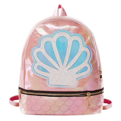Laser Shell Zip Backpack Women Girls PU Leather School Travel Rucksack