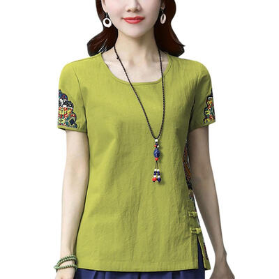 Women Round Collar Summer National Wind Print Loose Short Sleeve Casual Simple Wild T-Shirt
Women Round Collar Summer National Wind Print Loose Short Sleeve Casual Simple Wild T-Shirt