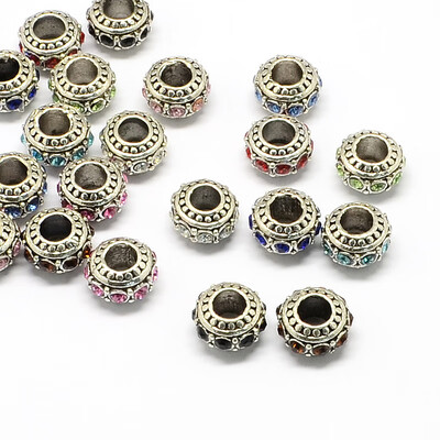 Alloy Rhinestone European Beads Rondelle Large Hole Beads Mixed Color 11x7mm Hole 5mm
Alloy Rhinestone European Beads Rondelle Large Hole Beads Mixed Color 11x7mm Hole 5mm