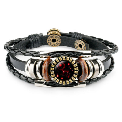 Retro Leather Rope Twelve Constellations Time Gem Weaving Bracelet Fashion Wild Men Women Accessories
Retro Leather Rope Twelve Constellations Time Gem Weaving Bracelet Fashion Wild Men Women Accessories