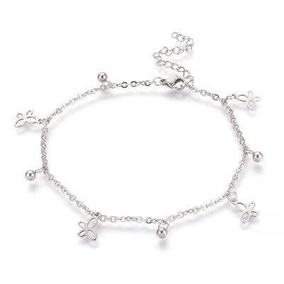 304 Stainless Steel Charm Anklets Butterfly&Round Stainless Steel Color 9-14"235cm 2mm
304 Stainless Steel Charm Anklets Butterfly&Round Stainless Steel Color 9-14"235cm 2mm