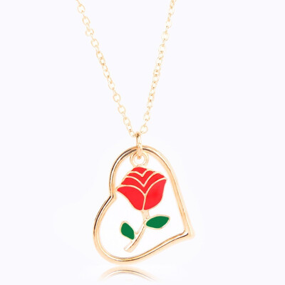Cute Romantic Pendant Necklace Serious Hallow Heart Rose Design Trendy Jewelry Gold Color Necklace Female Rose Flower Necklace
Cute Romantic Pendant Necklace Serious Hallow Heart Rose Design Trendy Jewelry Gold Color Necklace Female Rose Flower Necklace