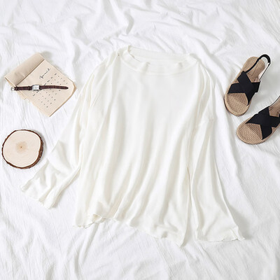 Women T Shirt Thin Round Neck Casual Knitting Tops Loose Sun Protection Summer Beach Tops Solid Female T-Shirt
Women T Shirt Thin Round Neck Casual Knitting Tops Loose Sun Protection Summer Beach Tops Solid Female T-Shirt