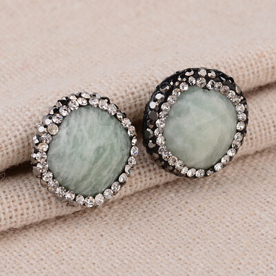 Natural Amazonite Stud Earrings with Polymer Clay Rhinestone Sterling Silver Findings Flat Round Silver Mixed Color 1516x8m
Natural Amazonite Stud Earrings with Polymer Clay Rhinestone Sterling Silver Findings Flat Round Silver Mixed Color 1516x8m