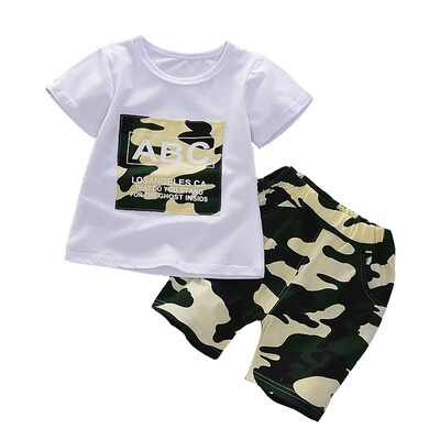 2 Pcs Fashion Boy Short Sleeve T-shirt Tee Camouflage Elastic Waist Shorts Clothes Set
2 Pcs Fashion Boy Short Sleeve T-shirt Tee Camouflage Elastic Waist Shorts Clothes Set