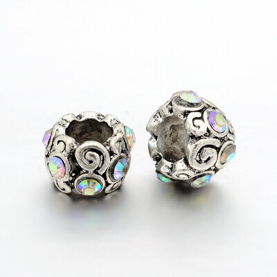 Vintage Alloy Grade A Rhinestone European Beads Large Hole Rondelle Beads Crystal AB 11x75mm Hole 5mm
Vintage Alloy Grade A Rhinestone European Beads Large Hole Rondelle Beads Crystal AB 11x75mm Hole 5mm