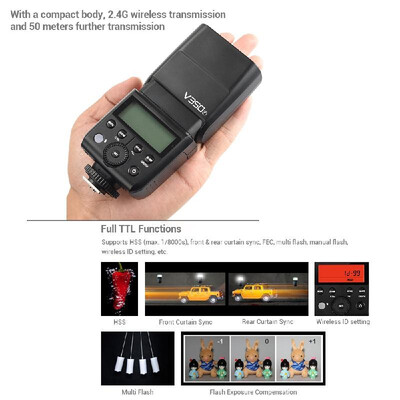 Godox V350F Compact Size 24G Wireless Speedlite Master Slave Camera Flash TTL 18000s HSS Built-in 2000mAh Li-ion Battery with B 
Godox V350F Compact Size 24G Wireless Speedlite Master Slave Camera Flash TTL 18000s HSS Built-in 2000mAh Li-ion Battery with B