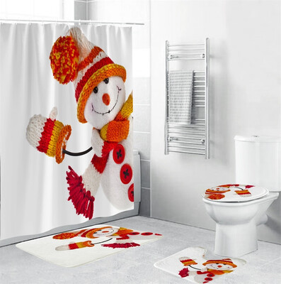 Gobestart 4Pcs Christmas shower Curtain Bathroom Anti-slip Carpet Rug Toilet Cover Mat Set
Gobestart 4Pcs Christmas shower Curtain Bathroom Anti-slip Carpet Rug Toilet Cover Mat Set