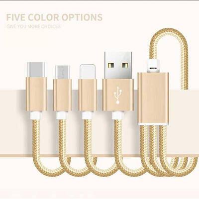 Universal 3-in-1 USB To Micro USB Lightning Type-C Charging Cable Braided Data Line For IPhone Android Phones-12m
Universal 3-in-1 USB To Micro USB Lightning Type-C Charging Cable Braided Data Line For IPhone Android Phones-12m