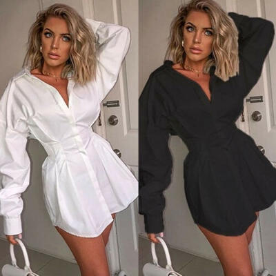Fashion Womens Shirt Dress Deep V Neck Long Sleeve Sexy Shirt Solid Color Button Down Autumn Dress Casual Loose Tops Mini Shir
Fashion Womens Shirt Dress Deep V Neck Long Sleeve Sexy Shirt Solid Color Button Down Autumn Dress Casual Loose Tops Mini Shir