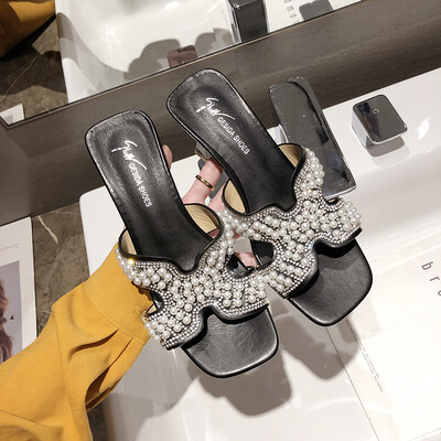Cold slippers slip-on shoes pearl H slippers wear fashion high heels&a word with a word
Cold slippers slip-on shoes pearl H slippers wear fashion high heels&a word with a word