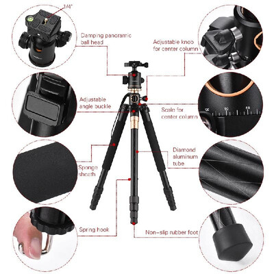 Andoer Q999H Professional Aluminum Alloy Tripod Monopod Transverse Axis Tripod with Panoramic Ball Head 4-Section Max Height 156c
Andoer Q999H Professional Aluminum Alloy Tripod Monopod Transverse Axis Tripod with Panoramic Ball Head 4-Section Max Height 156c