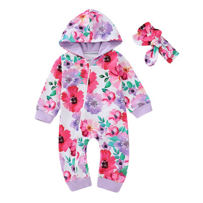 Baby Romper Jumpsuits For Girls Clothes Spring Long Sleeve Girls Rompers Print Flowers Hooded Zip Baby Rompers Girl Hairband
Baby Romper Jumpsuits For Girls Clothes Spring Long Sleeve Girls Rompers Print Flowers Hooded Zip Baby Rompers Girl Hairband