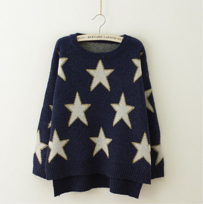 Womens western autumn&winter round neck Korean version of sweater bright silk star patterns under a fork cover sweater
Womens western autumn&winter round neck Korean version of sweater bright silk star patterns under a fork cover sweater