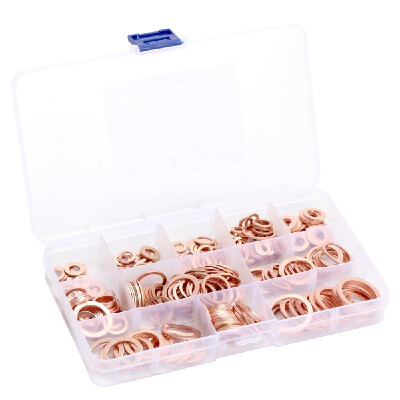 280pcs Copper Washer Gasket Flat Ring Seal Assortment Kit with Box M5-M20 Electrical Woodworking Washers Sets
280pcs Copper Washer Gasket Flat Ring Seal Assortment Kit with Box M5-M20 Electrical Woodworking Washers Sets