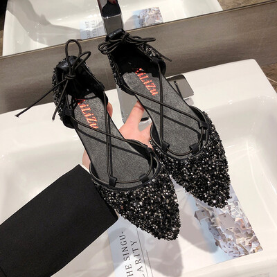 Fairy Wind Baotou Flat-soled Sandals Female summer wear chic water drill wrist strap Roman shoes
Fairy Wind Baotou Flat-soled Sandals Female summer wear chic water drill wrist strap Roman shoes