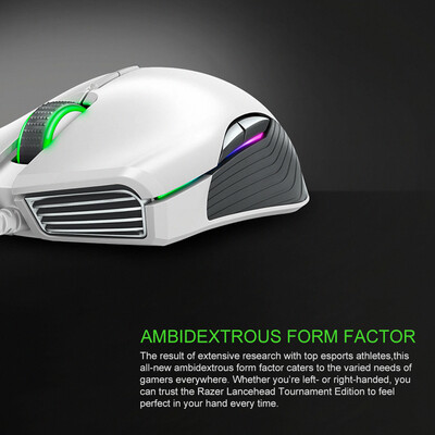Razer Lancehead Tournament Edition Wired Gaming Mouse 16000 DPI 5G Optical Sensor 450 IPS Ambidextrous DesignMercury White
Razer Lancehead Tournament Edition Wired Gaming Mouse 16000 DPI 5G Optical Sensor 450 IPS Ambidextrous DesignMercury White