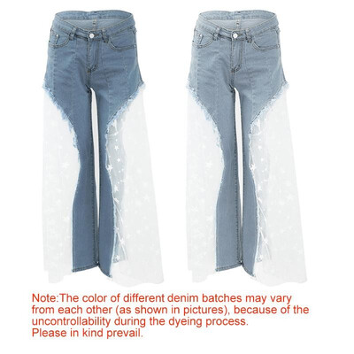 Sexy Women Splice Wide Leg Denim Pants Sheer Mesh Stars Print High Waist Loose Pants Jeans
Sexy Women Splice Wide Leg Denim Pants Sheer Mesh Stars Print High Waist Loose Pants Jeans