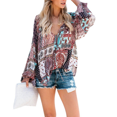 Blusas Mujer De Moda 2019 New V-neck Long-sleeved Printed Top Loose Casual Tie With Irregular Chiffon Tops And Blouses
Blusas Mujer De Moda 2019 New V-neck Long-sleeved Printed Top Loose Casual Tie With Irregular Chiffon Tops And Blouses