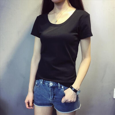 Solid Color Short-sleeved Womens T-shirt Summer Ladies Slim O-neck Short-sleeved T-shirt
Solid Color Short-sleeved Womens T-shirt Summer Ladies Slim O-neck Short-sleeved T-shirt