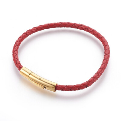 Braided Leather Cord Bracelet Making with 316 Stainless Steel Clasps Golden Red 8-14"21cm 4mm
Braided Leather Cord Bracelet Making with 316 Stainless Steel Clasps Golden Red 8-14"21cm 4mm