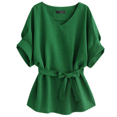 Women Female Linen V-neck T-shirt Good Selling Short Batwing Sleeve Stylish Lose T-shirts
Women Female Linen V-neck T-shirt Good Selling Short Batwing Sleeve Stylish Lose T-shirts