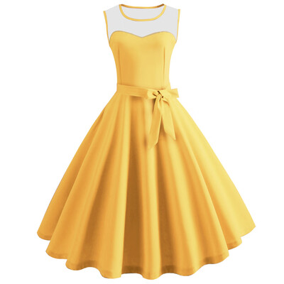 Hepburn Vintage Series Women Dress Spring And Summer Grenadine Stitching Design Sleeveless Belt Retro Corset Dress
Hepburn Vintage Series Women Dress Spring And Summer Grenadine Stitching Design Sleeveless Belt Retro Corset Dress