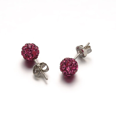 Polymer Clay Rhinestone Ball Stud Earrings with Stainless Steel Stud Earring Findings Stainless Steel Color Fuchsia 6mm Pin
Polymer Clay Rhinestone Ball Stud Earrings with Stainless Steel Stud Earring Findings Stainless Steel Color Fuchsia 6mm Pin