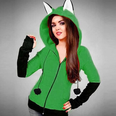 Fashion Women Autumn Halloween Splicing Hooded Hoodie Long Sleeve Ears Zipper Balls Decoration Pocket Cute Coat Outerwear
Fashion Women Autumn Halloween Splicing Hooded Hoodie Long Sleeve Ears Zipper Balls Decoration Pocket Cute Coat Outerwear