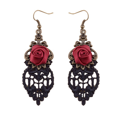 Halloween Vintage Gothic Vampire Red Rose Flower Lace Drop Dangle Hook Earrings
Halloween Vintage Gothic Vampire Red Rose Flower Lace Drop Dangle Hook Earrings