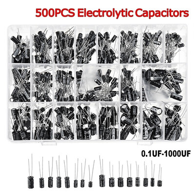 500PCS 24 Values 01uF1000uF Aluminum Electrolytic Capacitors Assorted Kit Box 10V50V
500PCS 24 Values 01uF1000uF Aluminum Electrolytic Capacitors Assorted Kit Box 10V50V
