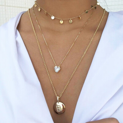 Bohemian Round Letter Heart Plate Fringe Pendant Chain Multilayer Gold Necklace Lady Charm Ball Party Jewelry Women Necklace Set
Bohemian Round Letter Heart Plate Fringe Pendant Chain Multilayer Gold Necklace Lady Charm Ball Party Jewelry Women Necklace Set