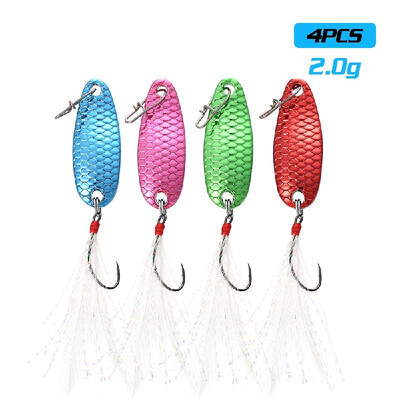 4pcs Multi Colors Mini Metal Spoon Lures Set Hard Fishing Baits with Feather 15g2g25g35g5g75g
4pcs Multi Colors Mini Metal Spoon Lures Set Hard Fishing Baits with Feather 15g2g25g35g5g75g