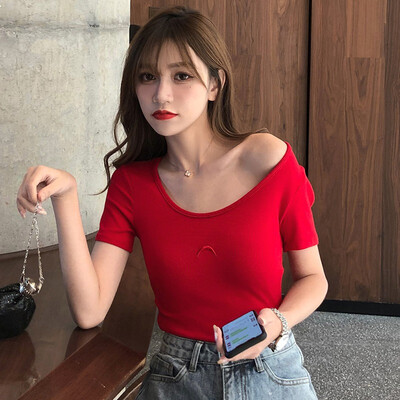 Womens Korean Style U Neck Embroidered Crescent Moon Print Short Sleeve Slim T-Shirt
Womens Korean Style U Neck Embroidered Crescent Moon Print Short Sleeve Slim T-Shirt