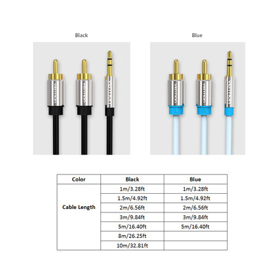 VENTION 35mm to 2-Male RCA Adapter Cable Male to Male Audio Cable Gold-plated HIFI Stereo Audio Adapter for Phone Computer Sound
VENTION 35mm to 2-Male RCA Adapter Cable Male to Male Audio Cable Gold-plated HIFI Stereo Audio Adapter for Phone Computer Sound