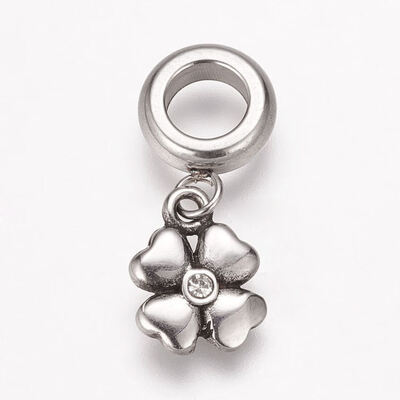 304 Stainless Steel Rhinestone European Dangle Beads Large Hole Pendants Clover Antique Silver 21mm
304 Stainless Steel Rhinestone European Dangle Beads Large Hole Pendants Clover Antique Silver 21mm