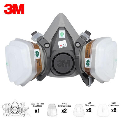 3M 6200 Half Face Gas Mask Respirator with 2Pcs Multi Acid Gas & Organic Vapor Filter Cartridge Filter Cotton Filter Cover
3M 6200 Half Face Gas Mask Respirator with 2Pcs Multi Acid Gas & Organic Vapor Filter Cartridge Filter Cotton Filter Cover