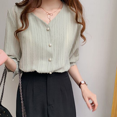 Starmoon Women Fashion Leisure V-Neck Tops Button Pure Color Half Sleeve T-Shirt Blouse
Starmoon Women Fashion Leisure V-Neck Tops Button Pure Color Half Sleeve T-Shirt Blouse