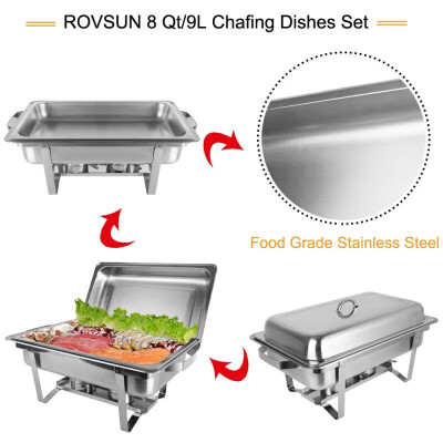 8 Quart 8pcs Chafing Dish Buffet Catering Stainless Steel Rectangular Buffet Chafer Furnace
8 Quart 8pcs Chafing Dish Buffet Catering Stainless Steel Rectangular Buffet Chafer Furnace