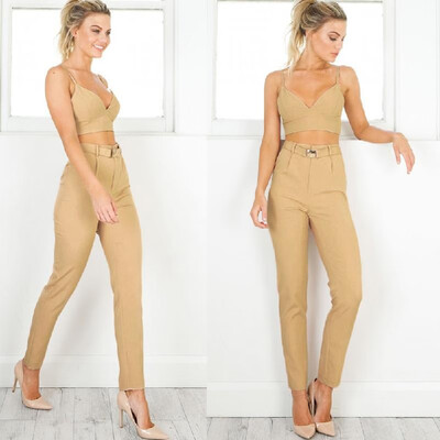 New Women Casual Pants Pencil Trousers High Waist Pockets Solid OL Work Wear Leggings With Belt Khaki
New Women Casual Pants Pencil Trousers High Waist Pockets Solid OL Work Wear Leggings With Belt Khaki