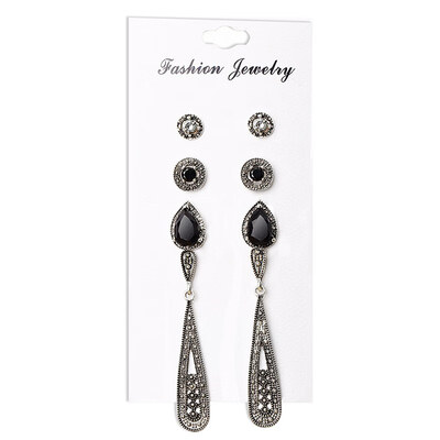 Bohemian black long vintage zircon 4 pairs of earrings earrings set combination GCM01-04 black sliver zircon
Bohemian black long vintage zircon 4 pairs of earrings earrings set combination GCM01-04 black sliver zircon