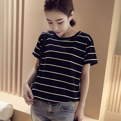 Striped Short Sleeve O-Neck T Shirts Women Loose Thin Student T-shirt Womens Female Casual Females Korean Style Tops
Striped Short Sleeve O-Neck T Shirts Women Loose Thin Student T-shirt Womens Female Casual Females Korean Style Tops