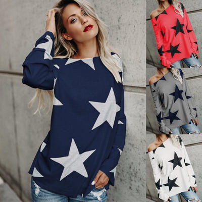 Hot Sale Women Off shoulder Stars Printed Long Sleeve T-Shirt Ladies Casual Tops Blouse
Hot Sale Women Off shoulder Stars Printed Long Sleeve T-Shirt Ladies Casual Tops Blouse
