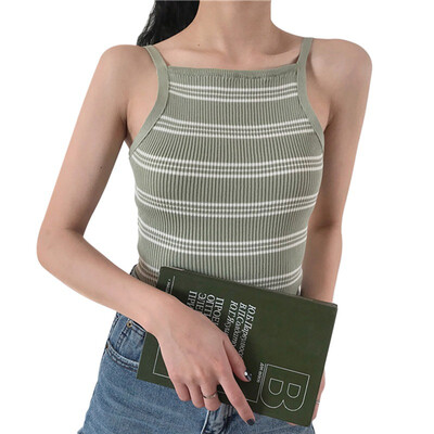 Korean Summer Top Women Spaghetti Strap Striped Halter Knitted Camisole Womens clothes 2019
Korean Summer Top Women Spaghetti Strap Striped Halter Knitted Camisole Womens clothes 2019