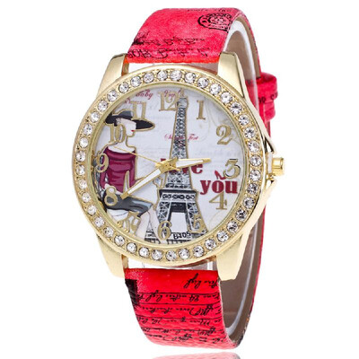 Explosion-studded diamond Paris Eiffel Tower watch fashion digital belt ladies watch printed watches Pink
Explosion-studded diamond Paris Eiffel Tower watch fashion digital belt ladies watch printed watches Pink