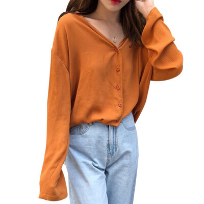 Fashion Korean Womens Casual V Neck Button Up Long Sleeve Solid Blouse Casual womens shirt blusas harajuku
Fashion Korean Womens Casual V Neck Button Up Long Sleeve Solid Blouse Casual womens shirt blusas harajuku