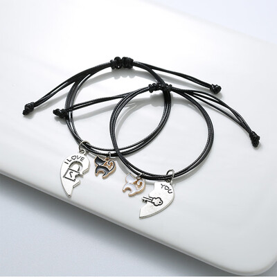 2PcsSet Couple Bracelet Stitching Heart Bracelets Women Men Cute Cat Pendant Bracelets Valentines Day For Lovers Gifts Beautiful
2PcsSet Couple Bracelet Stitching Heart Bracelets Women Men Cute Cat Pendant Bracelets Valentines Day For Lovers Gifts Beautiful
