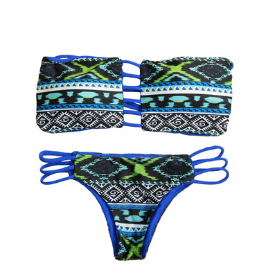 Sexy Women Strapless Bikini Set Geometric Pattern Strappy Top Bottom Beach Swimwear Swimsuit Bathing Suit OrangeBlueWhite
Sexy Women Strapless Bikini Set Geometric Pattern Strappy Top Bottom Beach Swimwear Swimsuit Bathing Suit OrangeBlueWhite